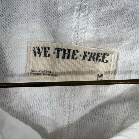 We The Free White Oversized Collar Polo Shirt Sleeveless M Boxy Basic - Picture 5 of 11